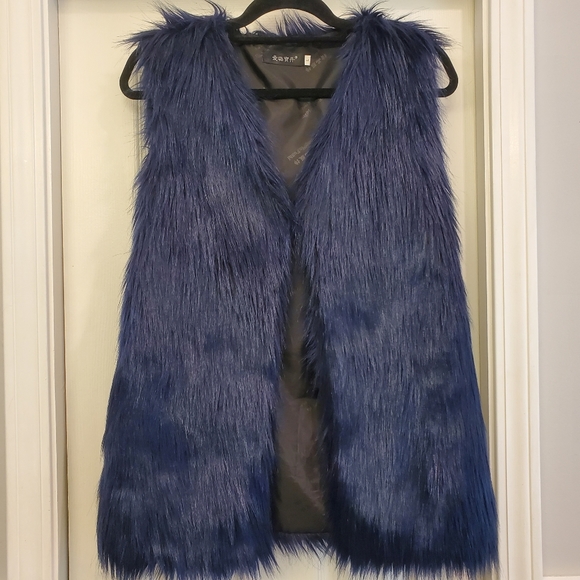 JingPin Fushi faux fur vest with pockets size L - Picture 1 of 7